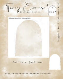 SS017 - Snippet Stencil "Distressed Arch" 4 x 4 inches *Cut Out Included”