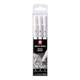 Sakura • Gelly roll gelpen 05, 08 & 10 Wit 3stuks