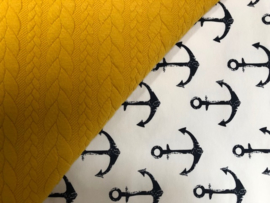 Sjaal geel kabel - wit sweat groot anker