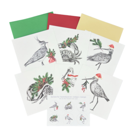 Kerstkaarten set, 6 verschillende kaarten met enveloppen en sluitzegels