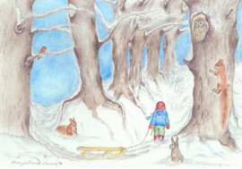 Poster Avonturenbos in de winter - Eentje van Margot