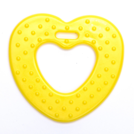 Plastic bijtring hart - geel