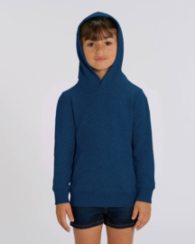 Black heather blue hooded sweater for the little one