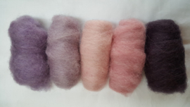 Gekaarde wol assorti zachte tinten roze/lila/paars (nr 730)