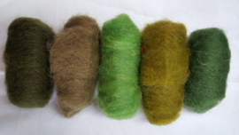 Gekaarde wol assorti groene kleuren (nr 552)