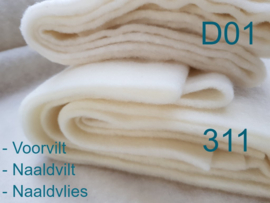 Naaldvlies, naaldvilt, stevig, wit, 160 cm b, merino (311)