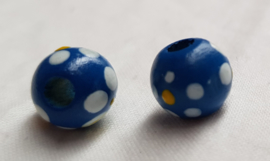 Houten kralen 10 mm, blauw, groot gat, vanaf