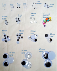 Opplakbare wiebeloogjes 9 mm, per 10 stuks