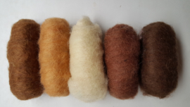 Gekaarde wol assorti creme bruin (nr 621)