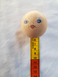 Grote houten kraal rond, gezicht, 5 cm