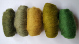 Gekaarde wol assorti zachtgroene kleuren (nr 623)