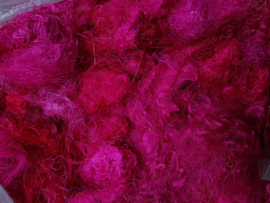 Gerecyclede sari zijdevezels, roze, vanaf