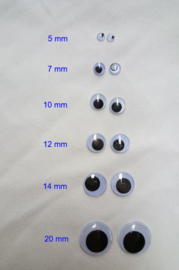 Zelfklevende wiebeloogjes, 7 mm, 10 stuks