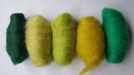 Gekaarde wol assorti groene kleuren (nr 512)