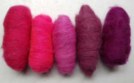 Gekaarde wol assorti pink (nr 729)