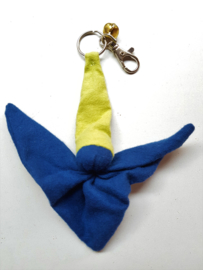 Knuffelpopje (sleutel)hanger flanel blauw/zacht groen