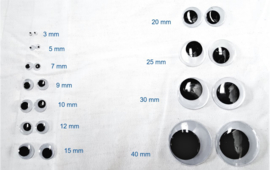 Opplakbare wiebeloogjes 3 mm, per 100 stuks