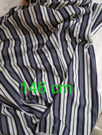 Katoen stretch marine wit gestreept 146 cm (mbs)