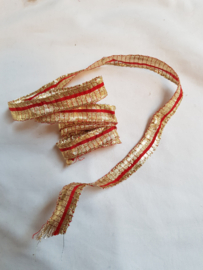 Lint goudkleurig, rood, met ijzerdraad