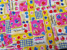 Katoen (patchwork), bloemen, vrolijk (FRK)