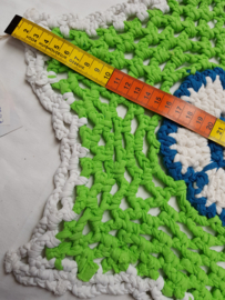Kleed, gerecyclede textiel, lgrn/wit/ blauw