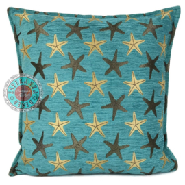 Starfish turquoise kussenhoes ± 45x45cm