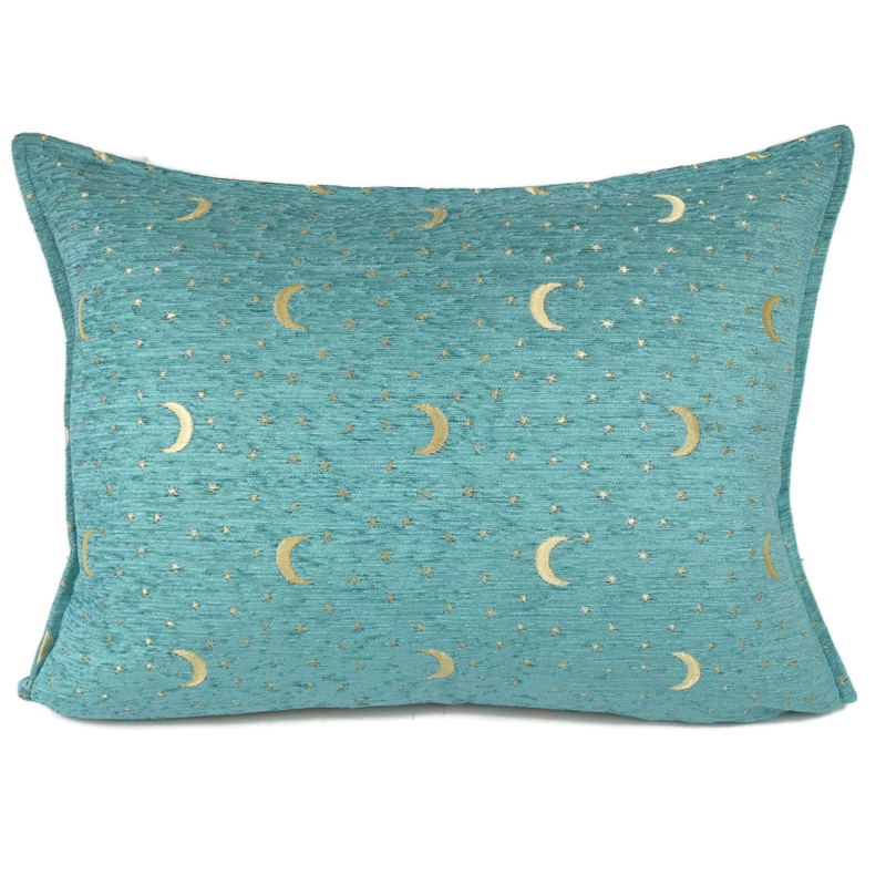 Pastel turquoise kussenhoes - Stars and moons ± 50x70cm | Turquoise en kussens |