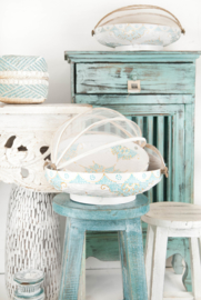 Fly basket white (painted with turquoise and gold)