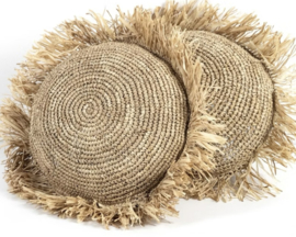 Kussen Persegi rond van gevlochten seagrass met raffia