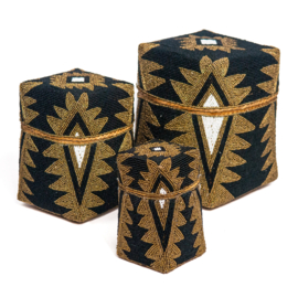 Bling Bling Offermand hoog model kraaltjes zwart/goud/wit