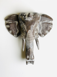 Houten handgesneden olifantenkop bruin small
