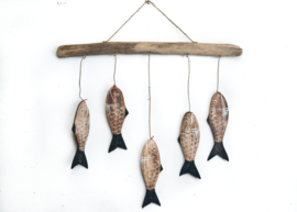 Driftwood hanger met 5 visjes