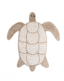 Schildpad met witte schelpen en kraaltjes medium 50cm