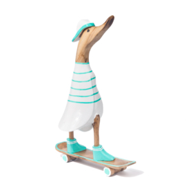 Houten eend skateboard blauw