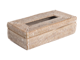 Rattan tissue doos naturel white wash