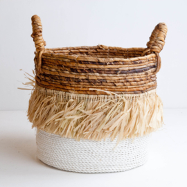 Mand waterhyacint wit met raffia