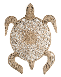 Schildpad wit schild van geknoopte zeegras 65x75cm