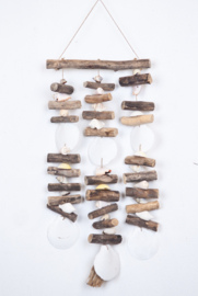 Platte schelpen/driftwood hanger