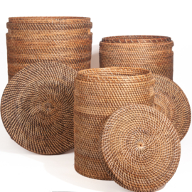 Wasmand keranjang natural burned rotan