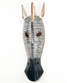 Houten handgesneden zebra classic masker medium