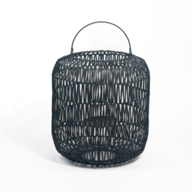 Windlicht Ø40/50cm van rotan-schil in zwart