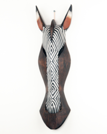 Houten handgesneden zebra masker medium
