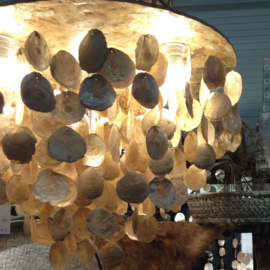 Capiz schelpen hanglamp XL 80x60 goud Natural