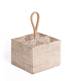 Rattan bestekbak naturel white wash