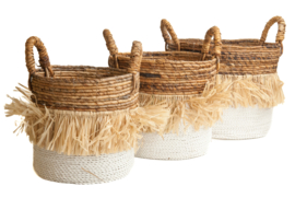 Mand waterhyacint wit met raffia