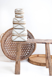 Offering basket beads/shells Ibiza white/with gold
