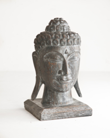 Houten handgesneden buddha hoofd