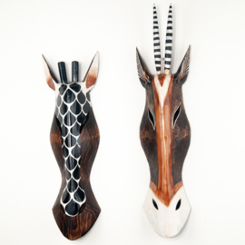 Houten handgesneden giraffe masker medium