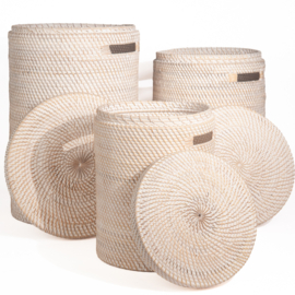 Wasmand keranjang in whitewash rotan