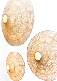 Platte rotan wand/plafond lamp L/XL/2XL